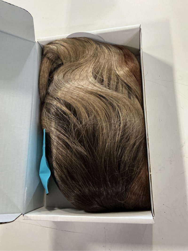 DWY Half Human Hair Wigs with Half Heat Resistant Synthetic Fiber,Long Wavy Ombre Blonde Wig Forehea