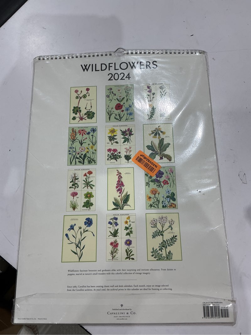 Condition photo showing Good Condition for cavallini papers & co., wildflowers 2024 poster wall calendar