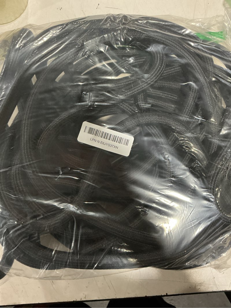 Condition photo showing As Is for non-expandable garden hose 50 ft kink free flexible water hose with 10-pattern spray nozzle, 3/4" brass connectors,leak proof,abrasion resistant hose for lawn, yard, car washing, and outdoor use 50ft
