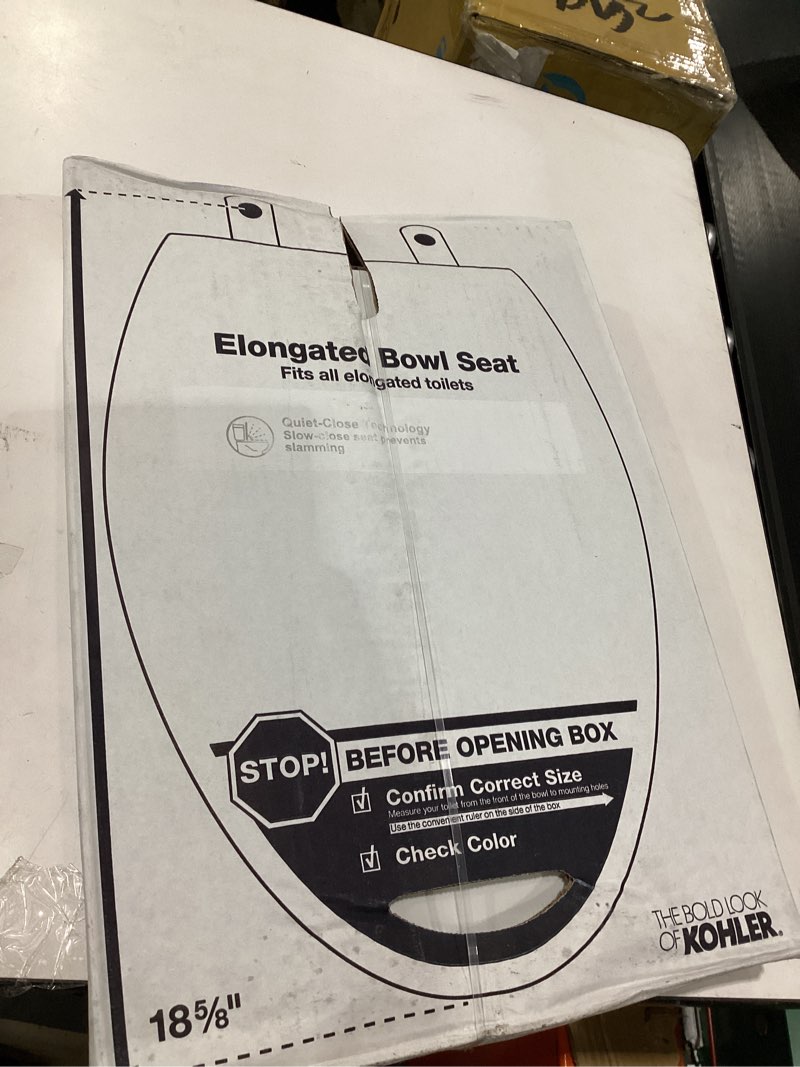 Condition photo showing Good Condition for kohler 20110-0 brevia, slow close toilet seat, elongated toilet seat, grip-tight bumpers quick-attach hardware, white white elongated quiet-close