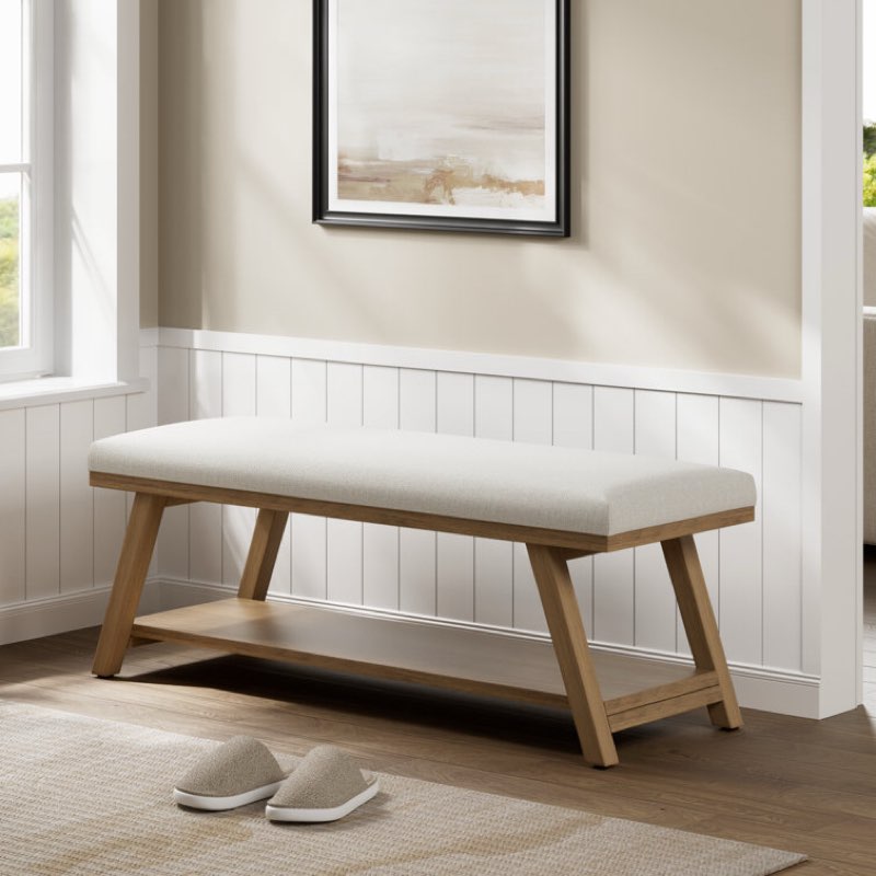 hahnville 45.3" w polyester upholstered storage bench