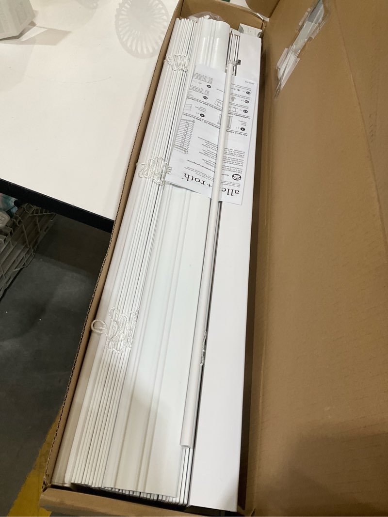 Condition photo showing Good Condition for allen + roth trim at home 2-in slat width 31-in x 64-in cordless white faux wood room