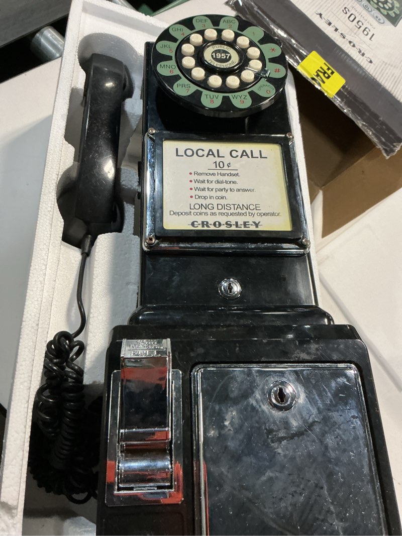 Condition photo showing Good Condition for crosley cr56-bk 1950's payphone with push button technology, black