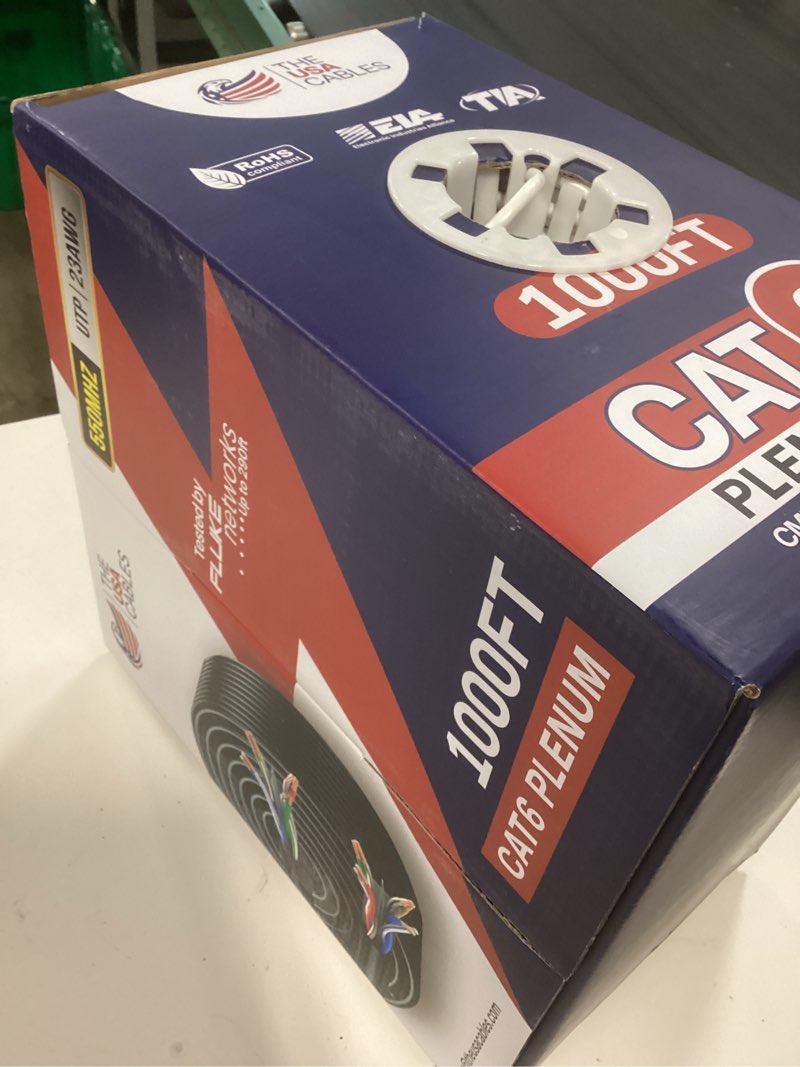 Condition photo showing New/Like New for cat6 plenum cable 1000ft– dsx-8000 certified | 0.58mm solid conductor | high speed 10gbps ethernet cable | premium networking wire for home, office & commercial installations - white