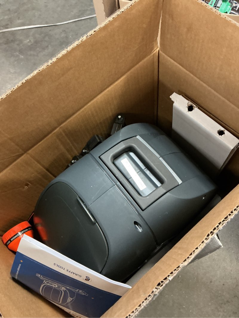 Condition photo showing As Is for giraffe tools aw30 retractable garden hose reel 5/8inch x 62ft hose reels for outside, with 9- function sprayer nozzle, any length lock/slow return system/wall mounted/180°swivel bracket