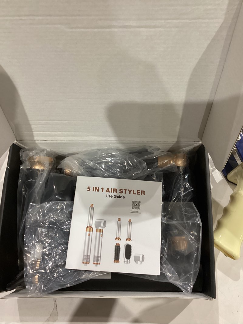 Condition photo showing Good Condition for 5 in ONE Hair Dryer Brush, Blow Dryer Curling Wand Hair Styling Tools Set, Ionic Hot Air Brush Round Brush Blow Dryer, Left&Right Styler 100-120V Black