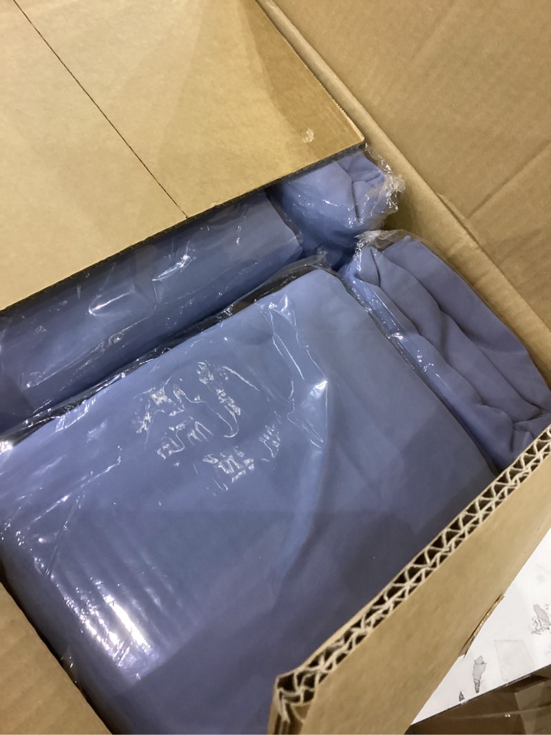 Condition photo showing New/Like New for 10 Panels Dusty Blue Ceiling Drapes for Wedding Ceiling Drapes 5ftx30ft Wedding Arch Draping Fabric Sheer Curtains Chiffon Drapery Draping Wedding Ceiling Decorations for Party Ceremony Stage Swag Dusty Blue 60"W x 360"L (Pack of 10)