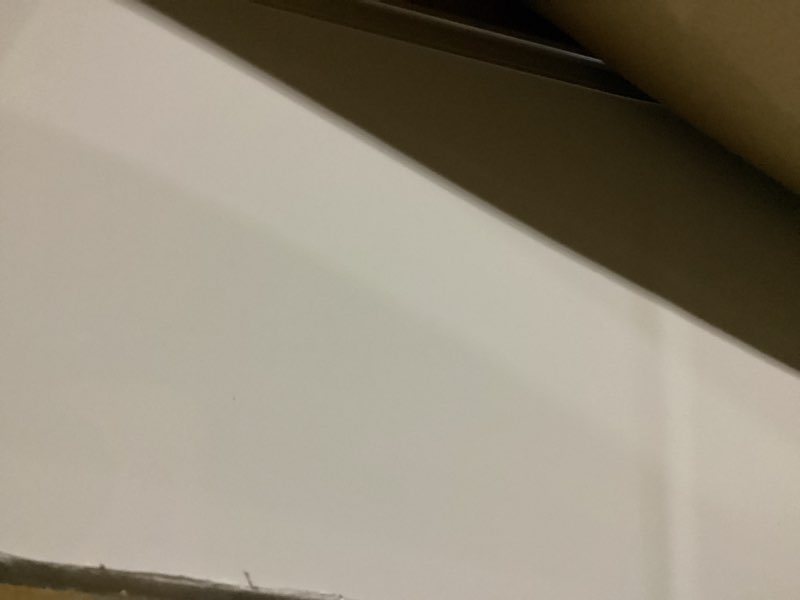 Condition photo showing New/Like New for magnetic dry erase board for doors, 24x18 inch whiteboard with adjustable long arm hook mount - easy to install, portable hanging white board for home, dorm room, office cubicle & small spaces silver 18"w x 24"h