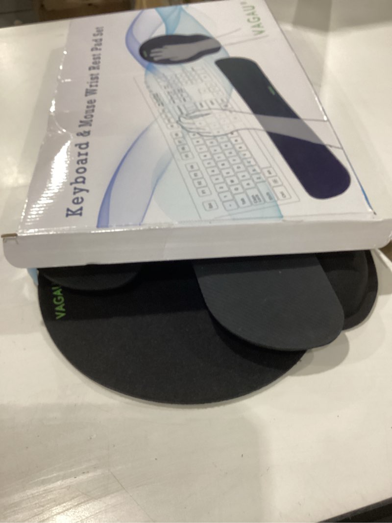 Condition photo showing New/Like New for comfy mee premium memory foam keyboard and mouse wrist rest pads set- for comfortable typing &wrist pain relief (pack of 2) black 2p-keyboard and mouse wrist rest