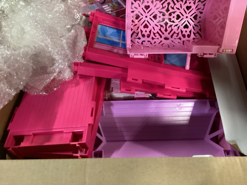 Condition photo showing As Is for Large Doll House W/Elevator, Foldable Dollhouse Playhouse with Spacious Rooms & Big Furnitures, Girls Dolls House Toys Gifts for Kids Ages 3+
