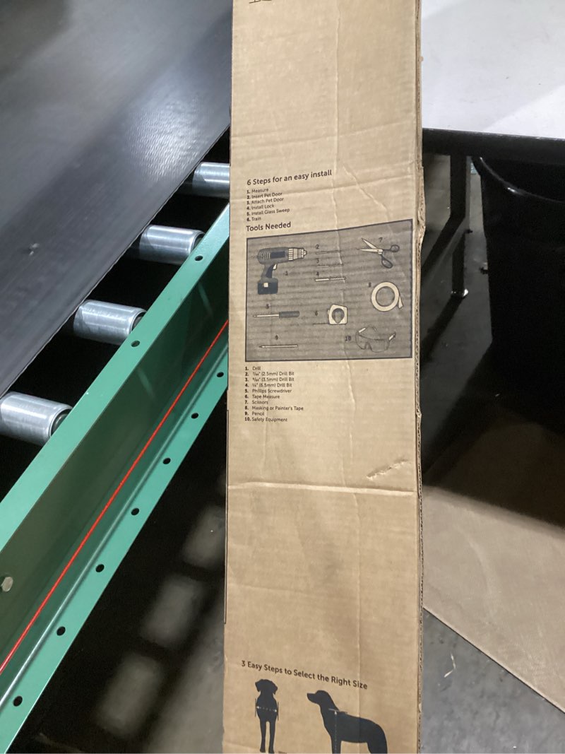 Condition photo showing Good Condition for PetSafe Sliding Glass Pet Door - No-Cut DIY Install Doggy Door for Renters - Aluminum Frame - Adjustable Height 75 7/8" to 81" - Ideal for Small Dogs Up to 15 lb - White 81" Sliding Door Small White