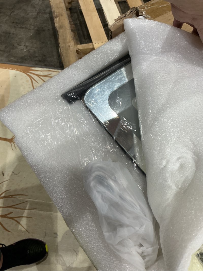 Condition photo showing New/Like New for primetek vanity mirror with lights, 19"x22" large makeup mirror with lights, led lighted makeup mirror, touch screen with 3-color lighting, dimmable for vanity desk tabletop, bedroom, black black(led) 22"l x 19"w