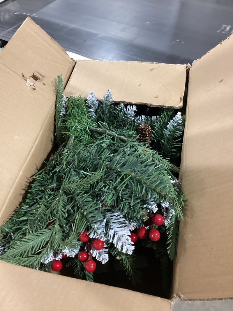 Condition photo showing As Is for Set of 2 Christmas Planter/Urn Fillers Outdoor Front Porch, Artificial Prelit Christmas Tree, Holiday Pot Fillers with Multi-Color Lights, Outdoor Christmas Decorations Yard