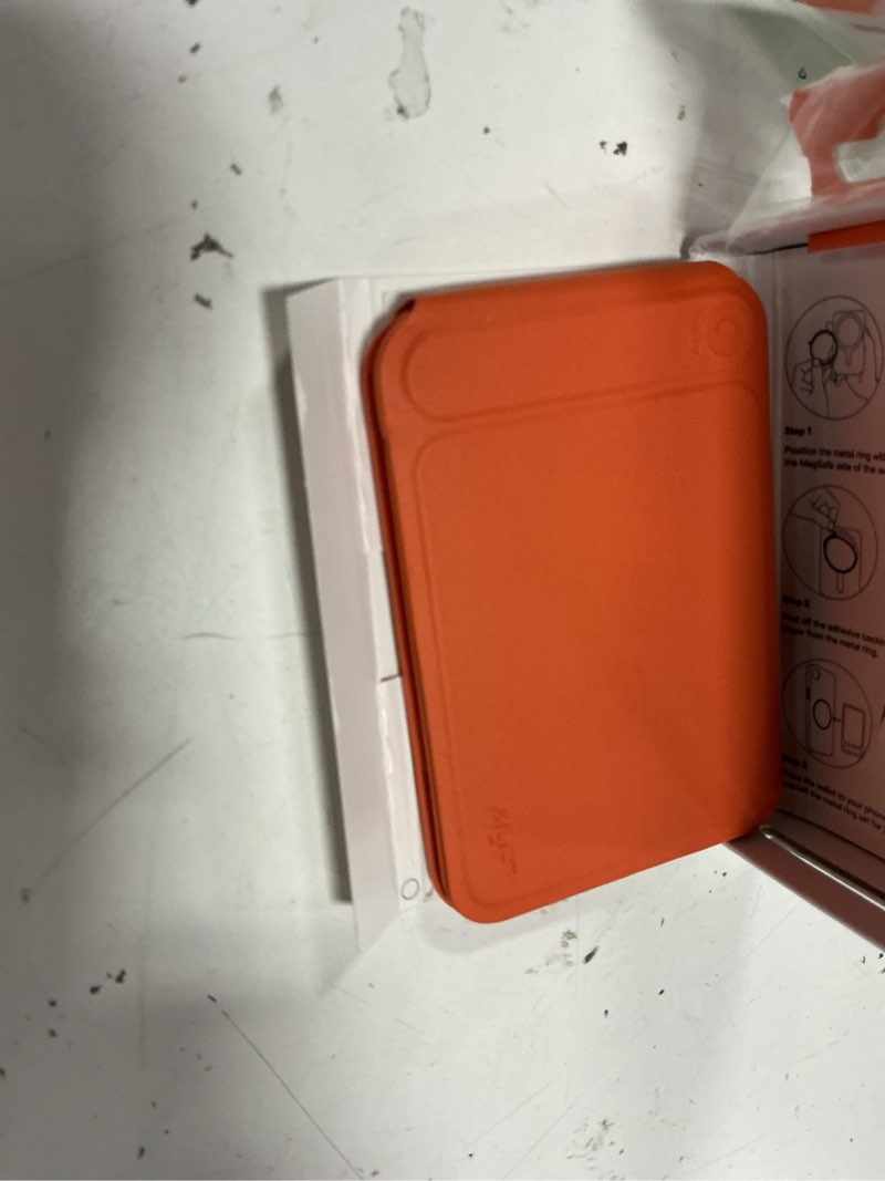 Condition photo showing Good Condition for moft invisible phone tripod wallet, slim foldable magnetic card holder compatible with magsafe, tap-and-go nfc friendly, movas leather cell phone stand for iphone, sunrise sunrise x with card slot with card slot - for iphone 12-17 series orange