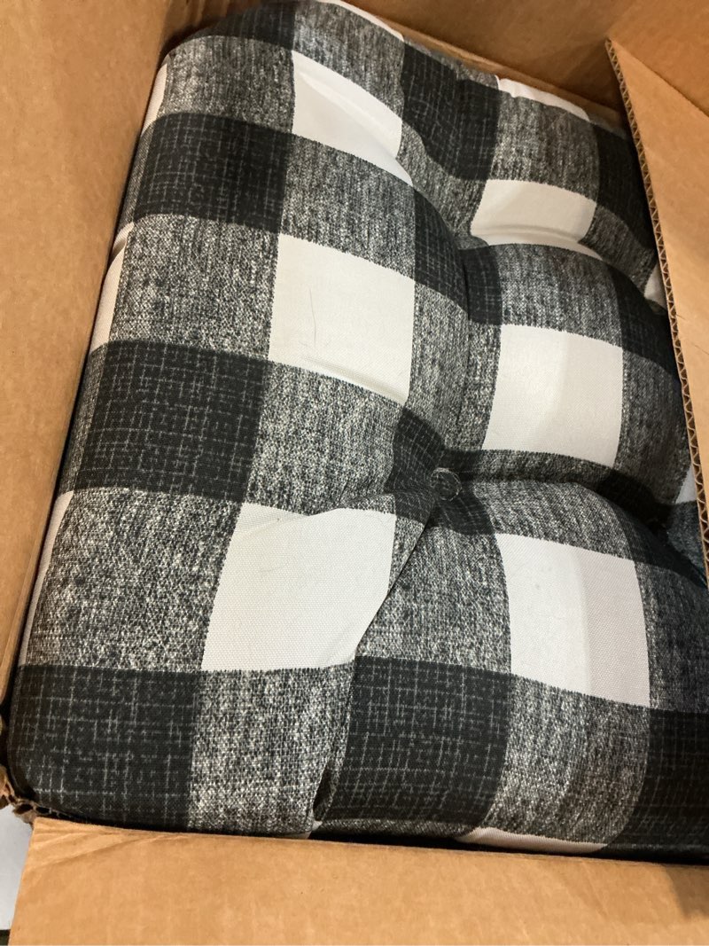 Condition photo showing Good Condition for klear vu wicker solarium indoor and outdoor chair cushions for patio furniture, kitchen and dining room, water-resistant seat pads, 19x18 inches, 2 pack, black black 2 count (pack of 1)