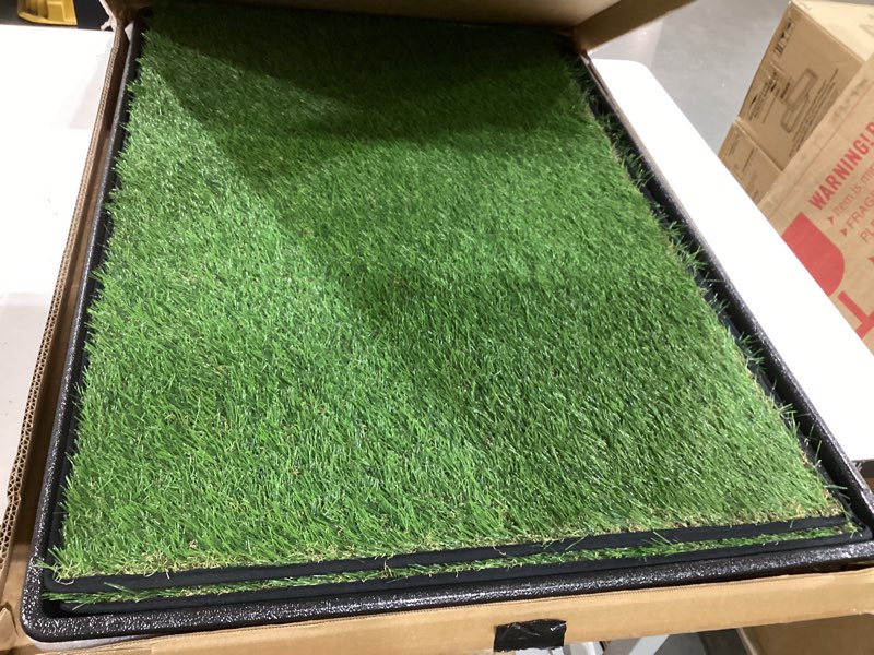 Condition photo showing Good Condition for hq4us dog grass pad with tray large 34”×23” dog litter box toilet with 2×artificial grass for dogs with hemmed edge, pee pads for dogs, realistic, less stink, potty for balcony l 34”×23” for dog? 28" length
