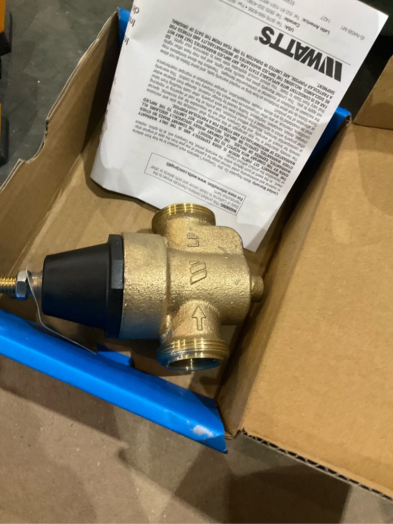 Condition photo showing As Is for watts brass & tubular 123715 0.75 in. water pressure reducing valve