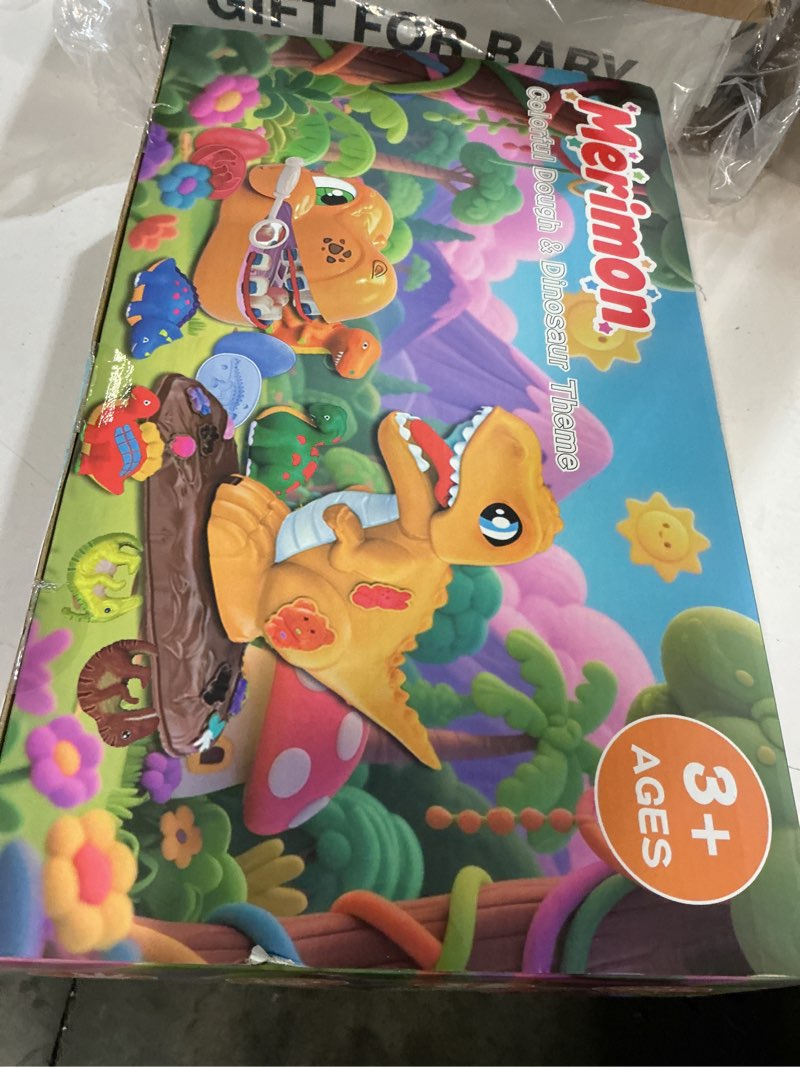 Condition photo showing New/Like New for Merimon Dinosaur Color Dough Sets, Includes Dino Dentist Play Set, Tyrannosaurus Rex Set, Jungle Dinosaur Molds and Cans Non-Toxic of Modeling Clay for Ages 3+ Boys and Girls Gift (4 in 1-73 Pcs)