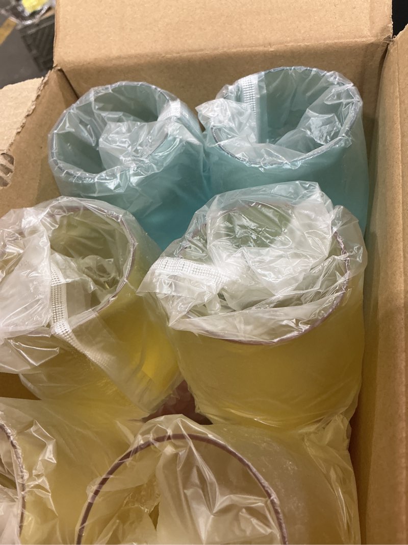 Condition photo showing New/Like New for gerrii 24 pack 12oz plastic stemless wine glasses bulk colored reusable shatterproof plastic wine cups for indoor outdoor dining supplies party 6 colors