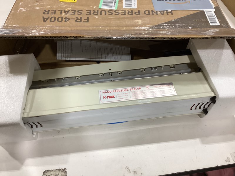 Condition photo showing As Is for Impulse Heat Sealer with Cutter, Heavy-Duty Bag Sealing & Cutting Machine, 2 Extra Replacements (White, 16-Inch) 16 inch White-cut