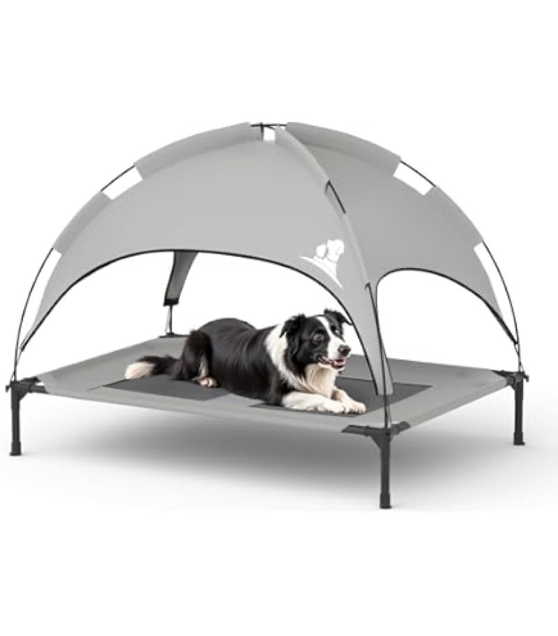 LeyOO 45Inch Outdoor Elevated Dog Bed with Canopy for Small, Waterproof & Breathable Large Cooling D