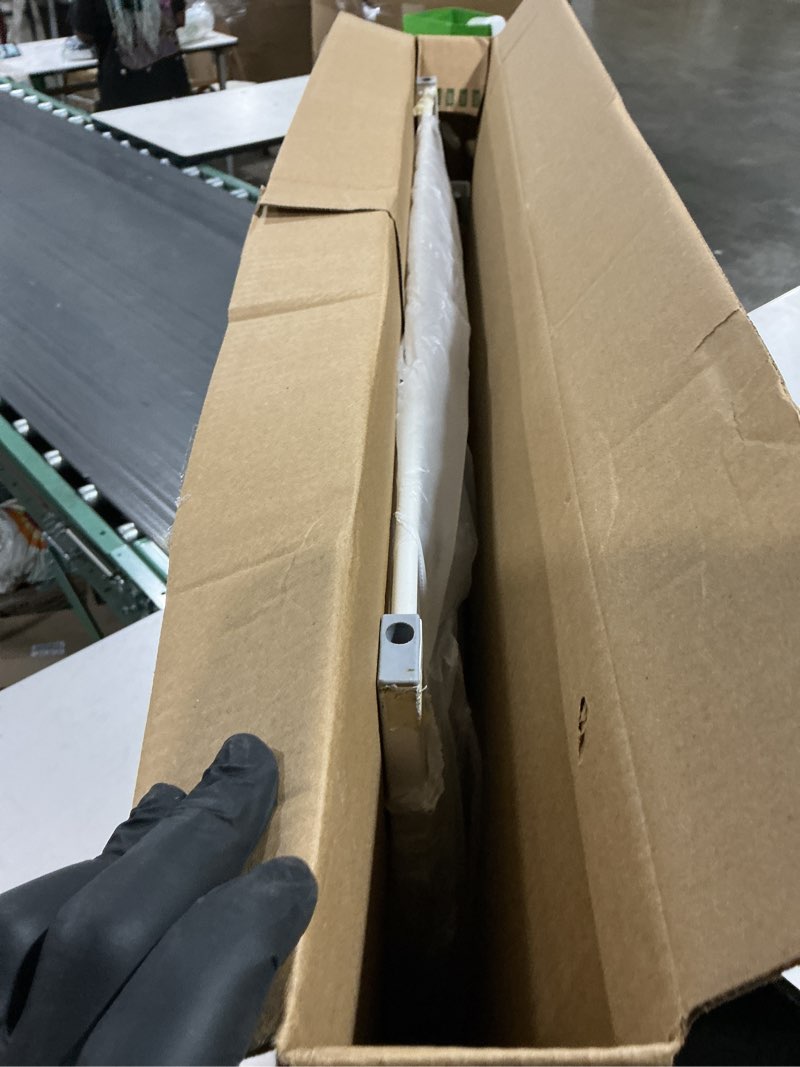 Condition photo showing As Is for regalo safety 29-38.5" baby gate for doorways & bottom of stairs, pressure mounted baby gate with door for babies, toddlers & pets, tested & safe for 30 years, american designed, american owned, white white 29-38.5"w x 30"h