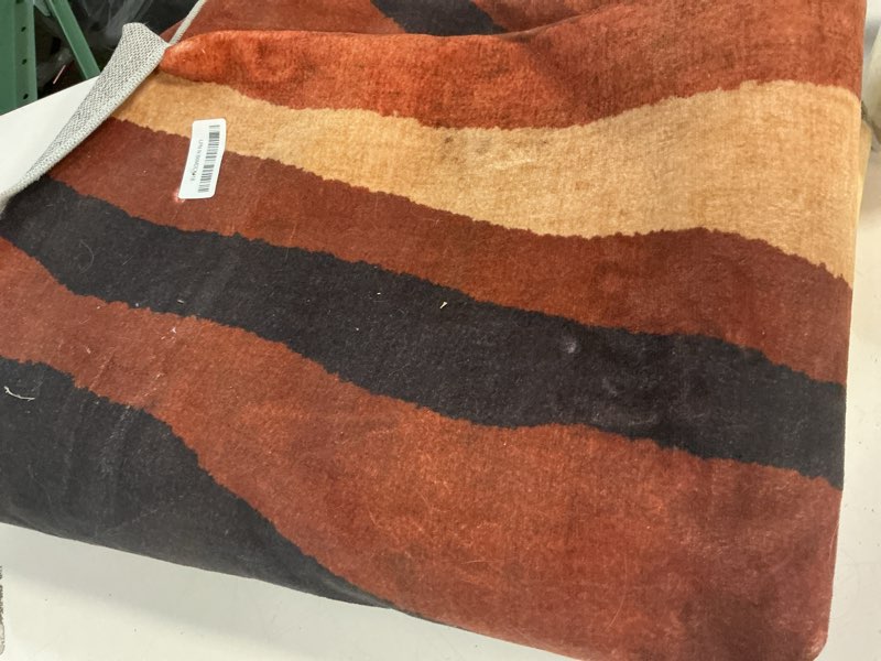 Condition photo showing As Is for yihouse burnt orange rug 5x7 washable,farmhouse brown retro carpets,geometric abstract wavy rug for bedroom,unique colorful rugs for living room,dining room,alfombras para salas abstract earth 5' x 7' (rectangular)