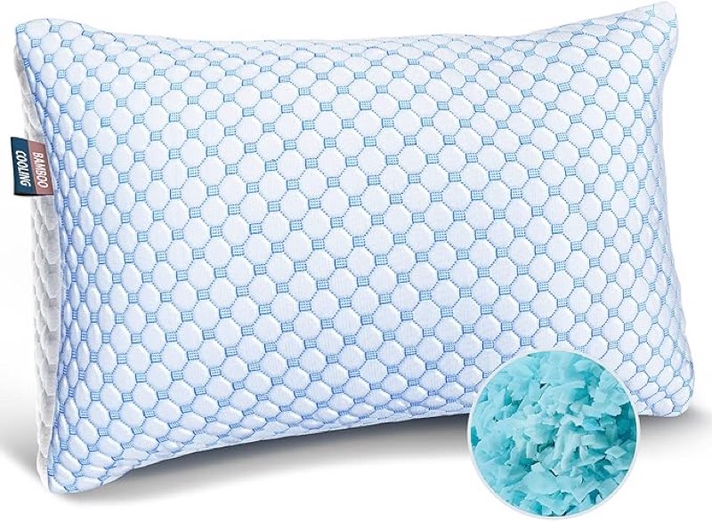 Hearth & Harbor Temperature Regulating Reversible Cooling Pillow, Memory Foam Pillow (1, Queen)
