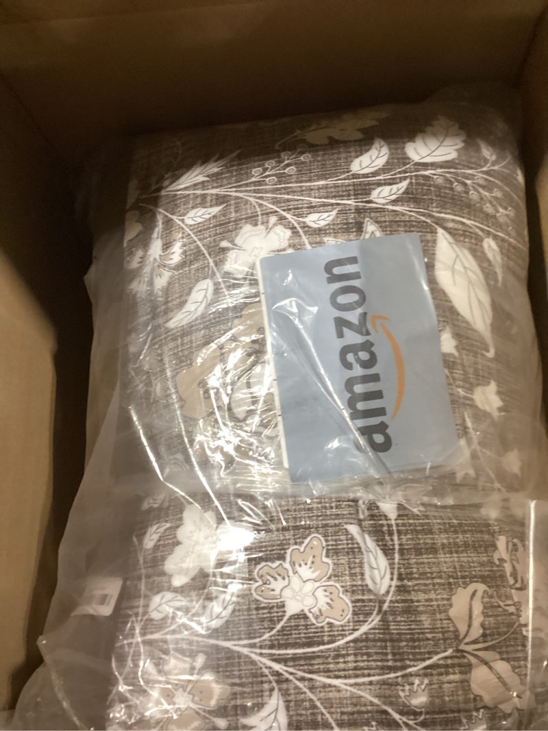 Condition photo showing Good Condition for WONGS BEDDING Brown King Comforter Set, 7 Pieces Bed in a Bag Floral Geometric Patchwork Soft Microfiber King Bedding Set with Comforter, Flat Sheet, Fitted Sheet, Pillow Shams,Pillowcases