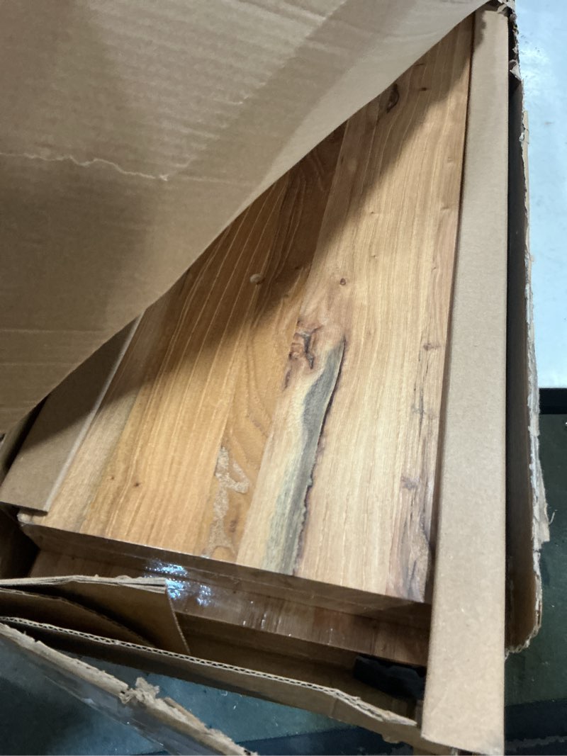 Condition photo showing Good Condition for Fun Memories Floating Shelves for Wall Set of 2, Rustic Solid Elm Wood Wall Shelves 32 Inch - Invisible Bracket Mount for Living Room, Bathroom, Bedroom, Kitchen, Natural Natural Elm Flat Edge, 32"L, 2Packs