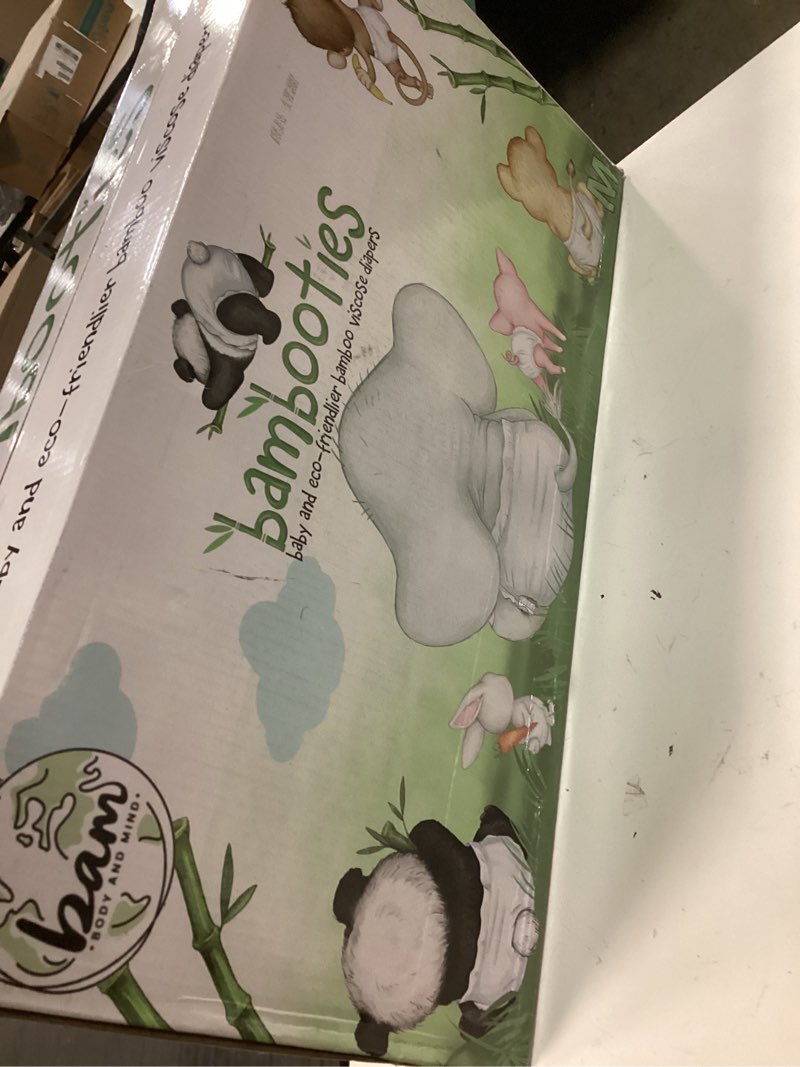 Condition photo showing New/Like New for bamboo baby diapers, totally chlorine free for sensitive skin for newborns to xxl. hypoallergenic & non toxic eco friendlier plant-based materials. tcf medium size 2 to 3 diapers (192 ct) medium big box