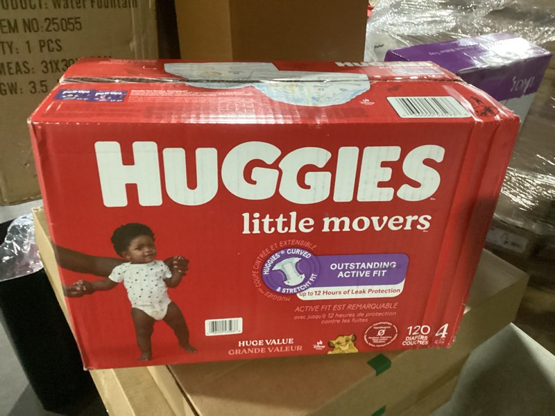 Condition photo showing New/Like New for huggies little movers baby disposable diapers - size 4 -120ct