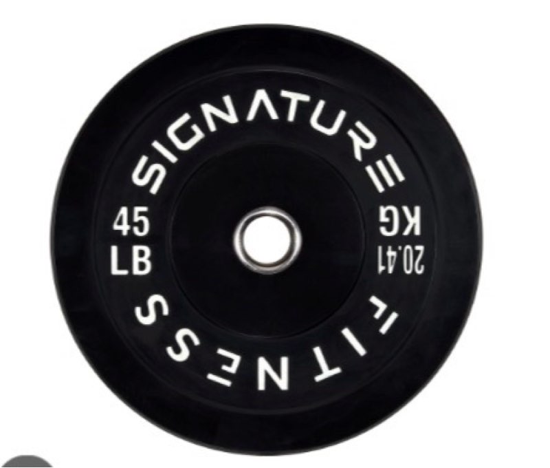 Signature Fitness 2" Olympic Bumper Plate Weight Plates with Steel Hub 45LB