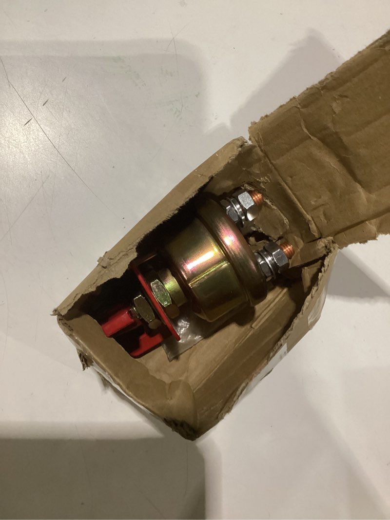 Condition photo showing As Is for battery disconnect switch with locking bracket, 12v-48v high current metal rotary battery kill switch for car, truck, boat, rvs, forklifts and heavy