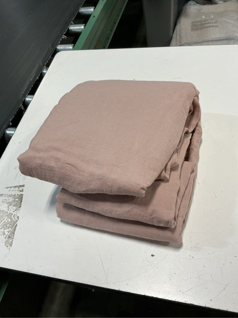Condition photo showing Good Condition for quince european linen duvet cover set of 3 pieces tofee full/ queenl