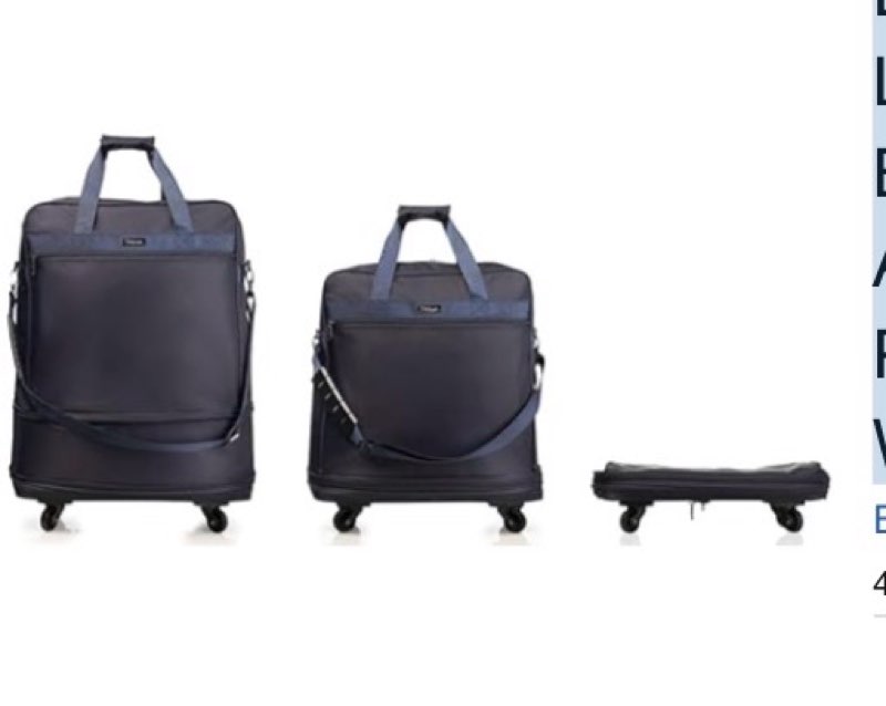 Stephanie Imports Multi-Tiered Expandable Suitcase Luggage Travel Duffel Bag With Quick-Access Front Zipper Pocket & 360 Spinner Wheels, Navy Blue