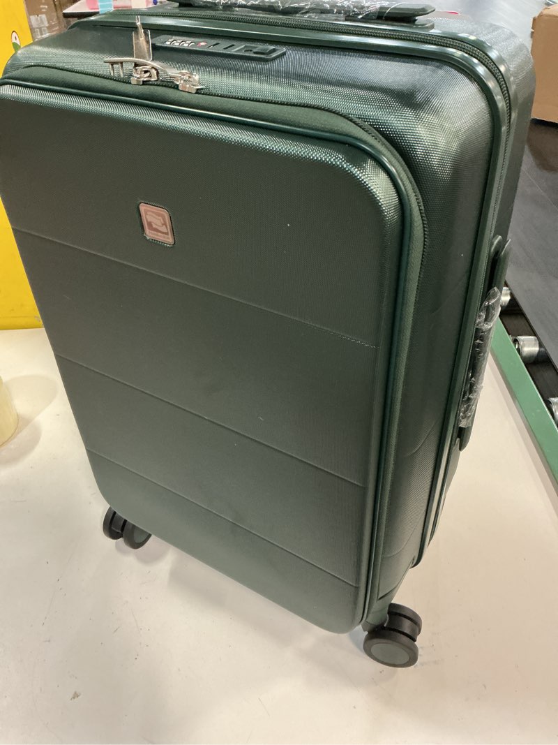 Condition photo showing New/Like New for hanke hardside expandable carry on luggage, 20 inch top opening trunk luggages with spinner wheels, all-pc hard shell carry-on suitcase, lightweight & tsa airline approved (blackish green, 46l) expandable 20 inch blackish green