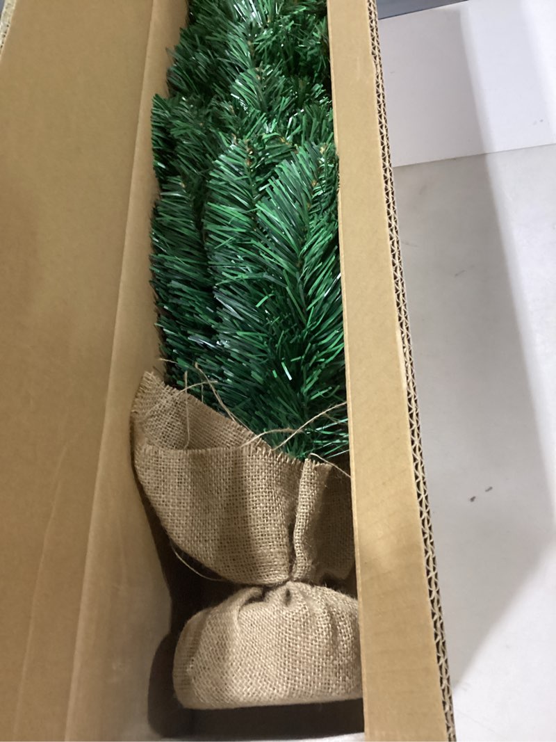 Condition photo showing Good Condition for 60cm Green Desktop Christmas Tree with Wooden Base, Miniature Tree for Hotel Bedroom Friends New Year Decorations