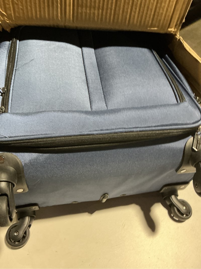 Condition photo showing Good Condition for U.S. Traveler Anzio Softside Expandable Spinner Luggage, Navy, Checked-Medium 26-Inch