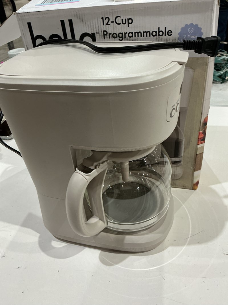 Condition photo showing Good Condition for bella 12 cup programmable coffee marker, reusable dishwasher safe accessories, easy lcd diaply, auto shutoff, 900 watt, oatmilk