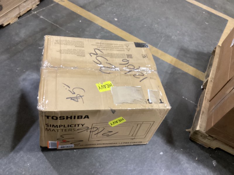Condition photo showing As Is for TOSHIBA EM131A5C-SS Countertop Microwave Ovens 1.2 Cu Ft with 12.4" Removable Turntable Smart Humidity Sensor, 12 Auto Menus Mute Function ECO Mode Easy Clean Interior, 1000W, Silver 1.2 Cu.Ft.-Silver
