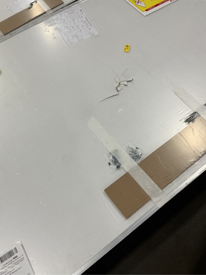 Condition photo showing As Is for viz-pro 72" x 48" large cork bulletin board, foldable & wall-mounted notice pin board with silver aluminum frame, for school home office - 6' x 4' corkboard 72 x 48 inches