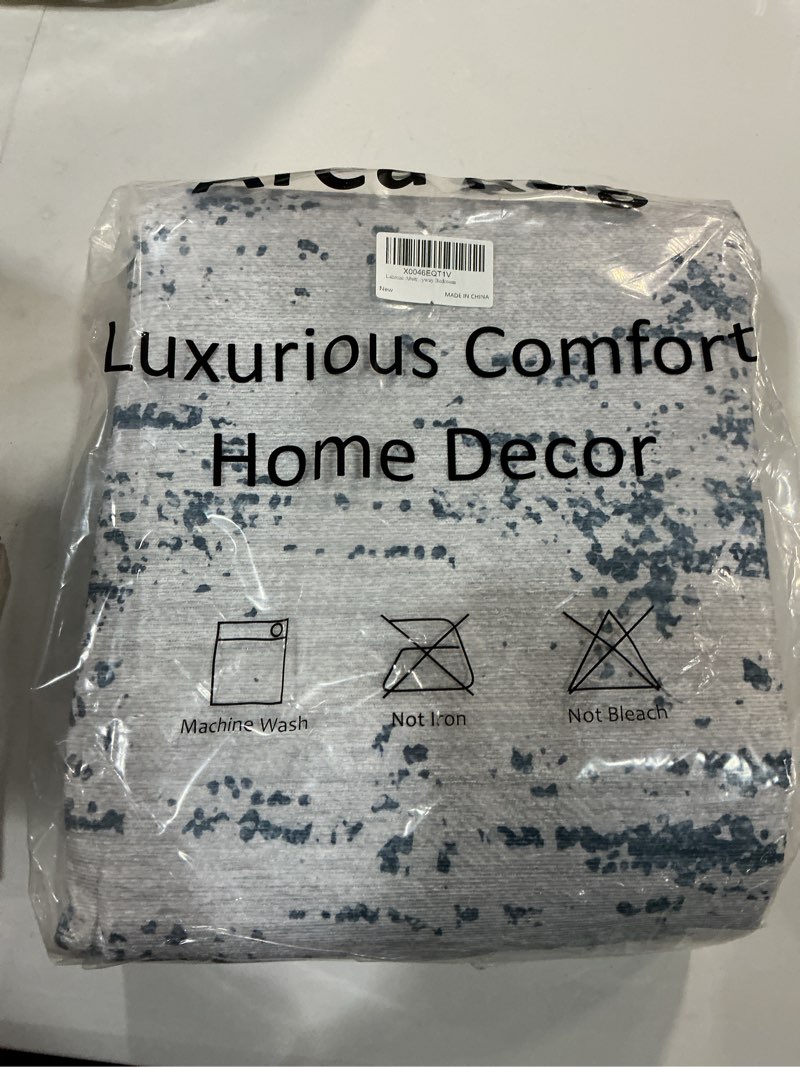 Condition photo showing New/Like New for lahome abstract blue long hallway runner rug, washable 2.5x10 kitchen runner rugs non-skid low-pile,10ft modern ombre indoor floor carpet runners for hallways entryway blue 2'6'' x 10'