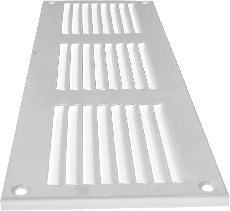 Vent Systems 12" x 4" Inch (Overall) White Metal Vent Cover - Durable Wall and Ceiling Air Return Grille with Built-in Mesh Screen - HVAC Ventilation Duct Cover for Indoor and Outdoor Use