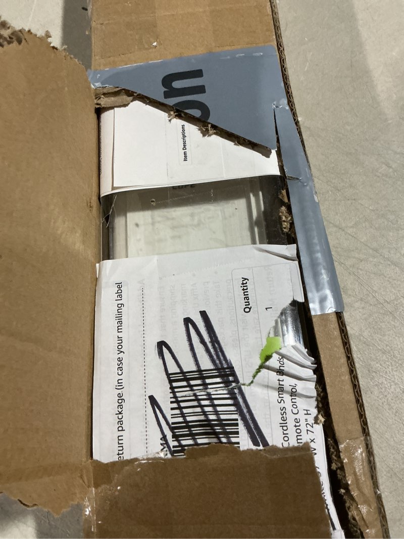Condition photo showing As Is for motorized blinds with remote, [free solar panels] cordless smart blinds with valance cover, blackout electric blinds with remote control, automatic roller shades for windows white 37" w x 72" h white 37"w x 72"h