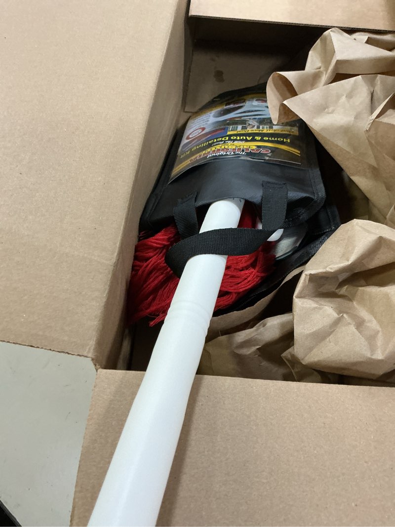 Condition photo showing As Is for the original california car duster detailing kit with plastic handle, model number: 62445 , red