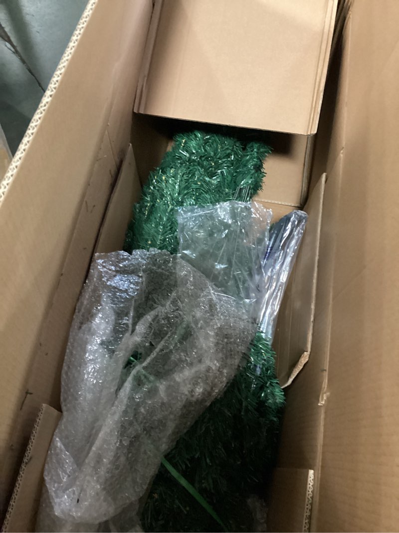 Condition photo showing As Is for National Tree Company Pre-Lit Artificial Christmas Tree  Green  Dunhill Fir  Clear Lights  Includes Stand  7 Feet