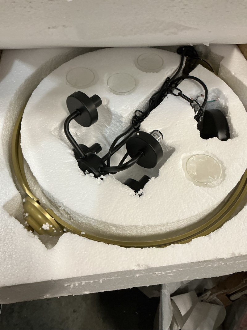 Condition photo showing Good Condition for Treekee Rustic Chandelier, 14" Gold Glass Cover Luxurious Hanging Light, 3-Light Globe Vintage Pendant Ceiling Light Fixtures for Living Room Entryway Dining Room Gold 14'', 3-Light