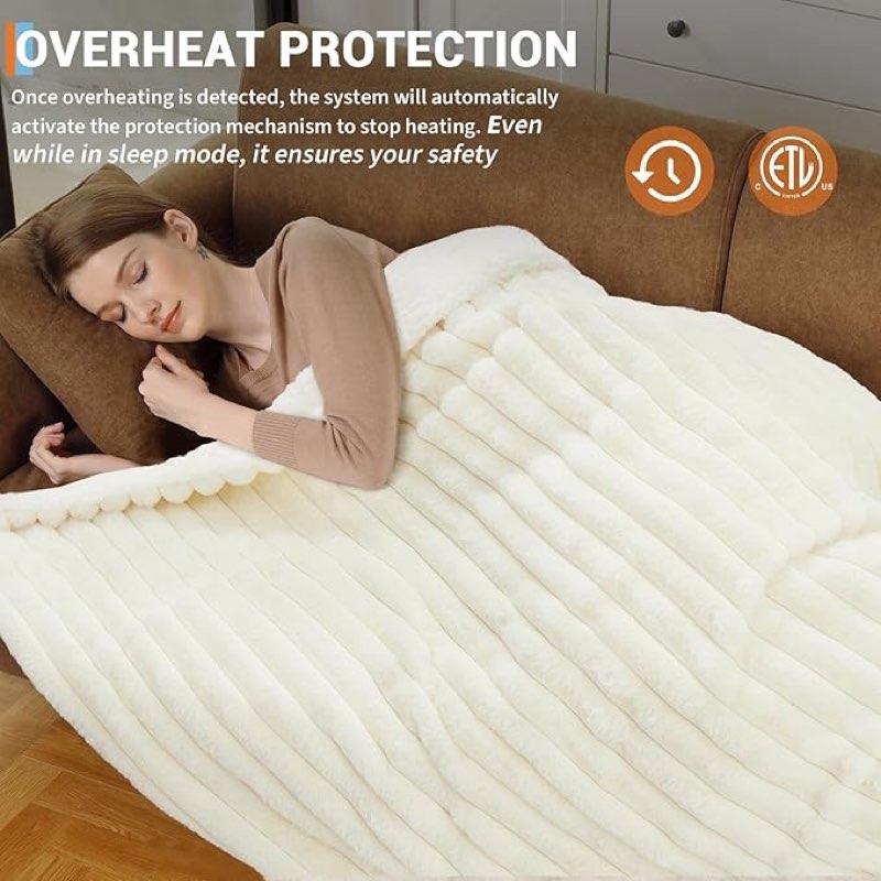 garveehome heated blanket electric blanket king size 90 in x100 in, w/dual control,10 heating levels
