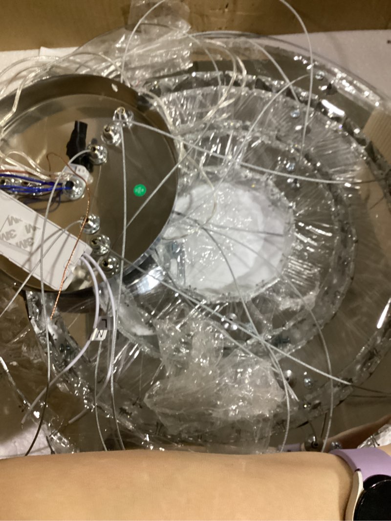 Condition photo showing Good Condition for xychfantligh Modern LED Crystal Chandelier Light Fixtures 3 Ring Round Pendant Lighting Stainless Steel Chrome Ceiling Lamp Hanging Lights for Living Room Dining Room Bedroom Kitchen Closet